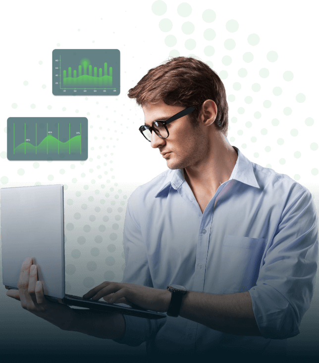 Accounting person holding a laptop